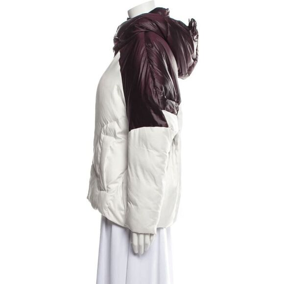 Maje Color-block H18 Brax Puffer Winter Jacket Oversized White Purple Size S - Picture 6 of 9